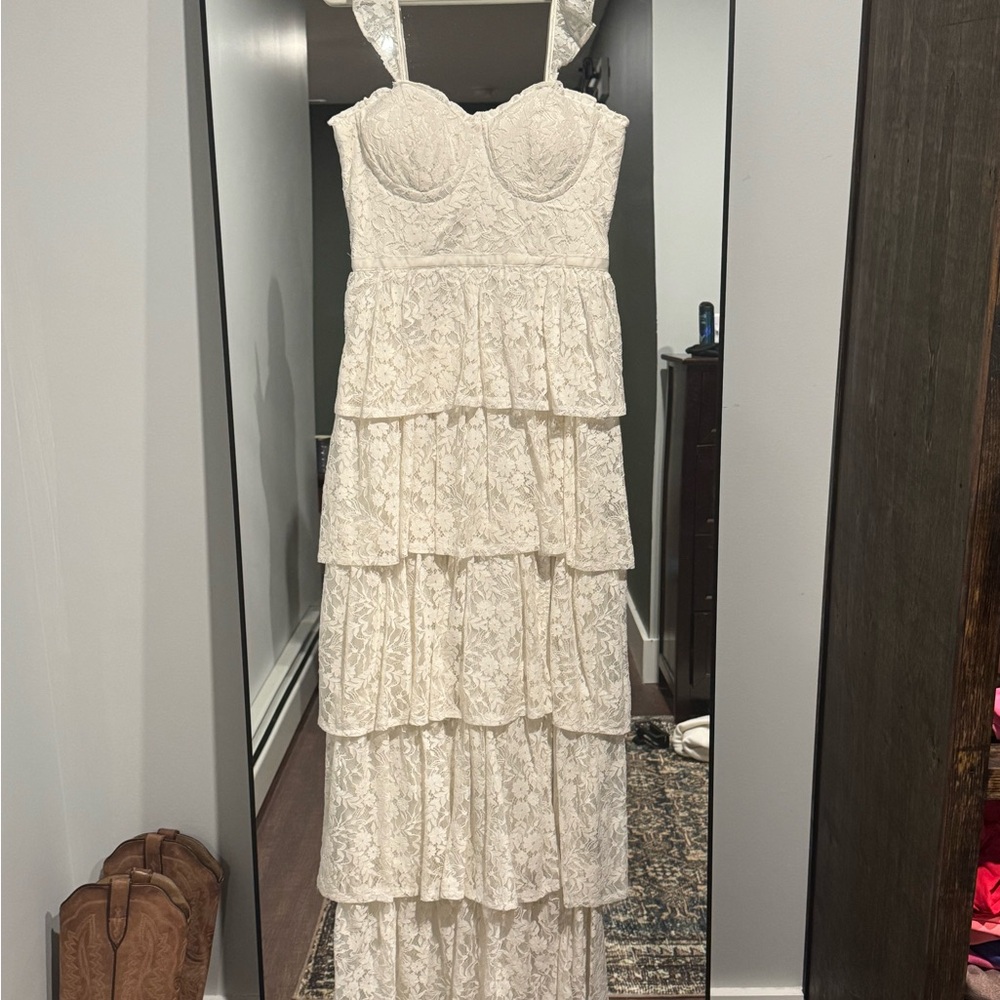 Altar'd State White Lace Maxi Dress